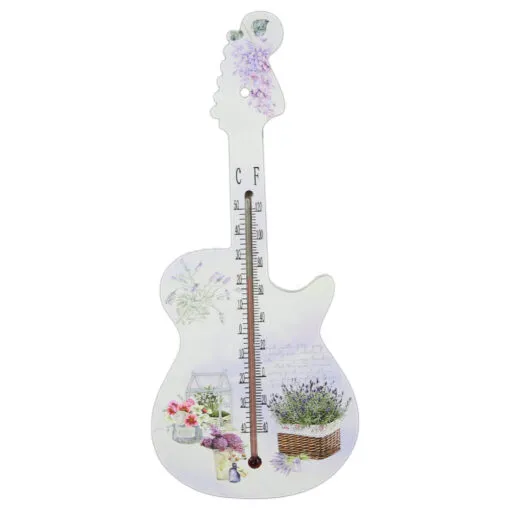 Termometru din lemn Chitara 26 CM Lavanda