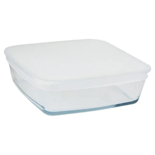 Vas patrat din sticla cu capac din plastic 1 L