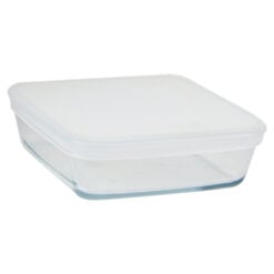 Vas patrat din sticla cu capac din plastic 0.5 L