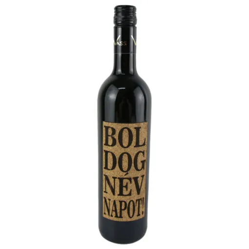 Vin rosu 0.75 ml cu eticheta din pluta "Boldog nevnapot"