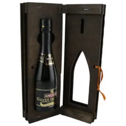 Suport lemn in forma de carte cu o sticla de vin 200 ml "Boldog Szuletesnapot"