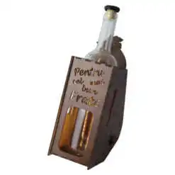 Suport din lemn cu LED si sticla vin "Pentru cel mai bun frate"