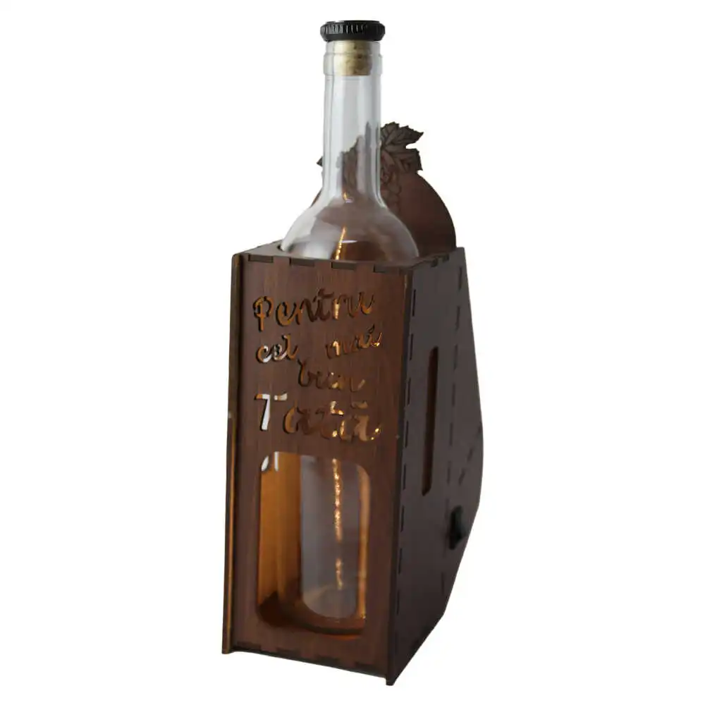 Suport din lemn cu LED si sticla vin "Pentru cel mai bun tata" Suport din lemn cu LED si sticla vin "Pentru cel mai bun tata"