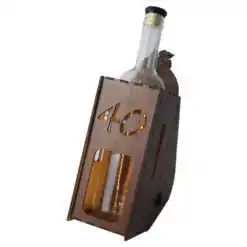Suport din lemn cu LED si sticla vin "40"
