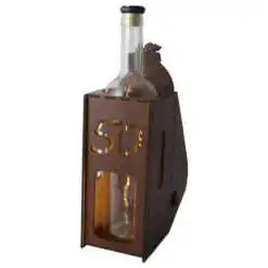 Suport din lemn cu LED si sticla vin 