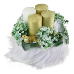 Aranjament Craciun cu 4 lumanari si pasare 20x18 CM