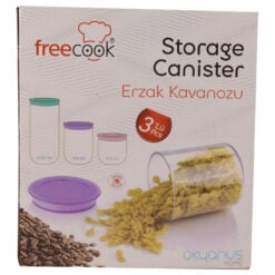 Set 3 cutii pentru depozitare alimente din plastic