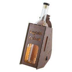 Suport din lemn cu LED si sticla vin "Legjobb apanak"