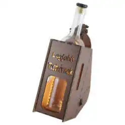 Suport din lemn cu LED si sticla vin "Legjobb testvernek"