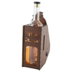 Suport din lemn cu LED si sticla vin "Isten eltessen"