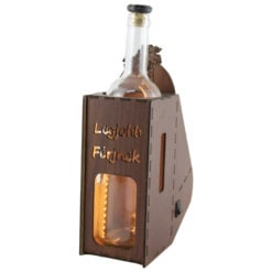 Suport din lemn cu LED si sticla vin "Legjobb ferjnek"
