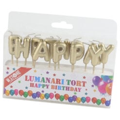 Litere "Happy Birthday" - Argintiu/Auriu/Colorat