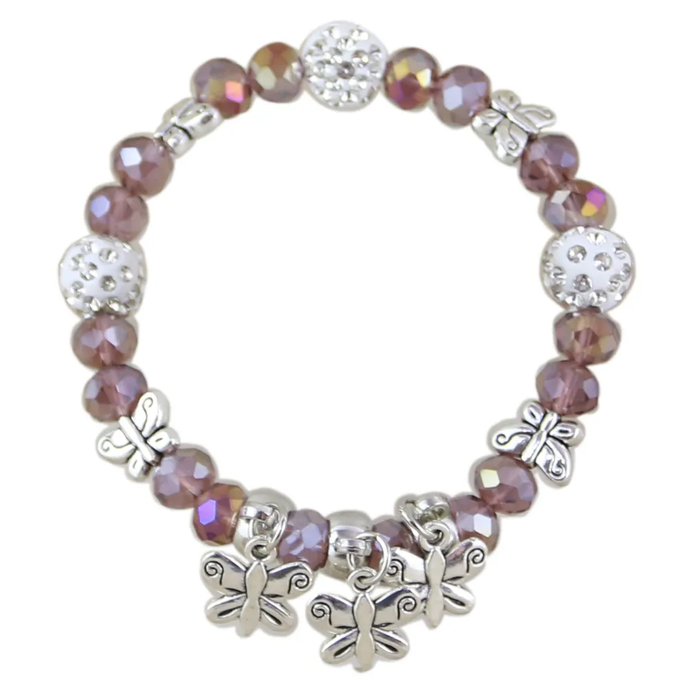 Bratara elastica din margele sidefate si pandantive Fluturasi - Se vinde 12 buc/pach. Bratara elastica din margele sidefate si pandantive Fluturasi - Se vinde 12 buc/pach.