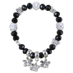 Bratara elastica din margele sidefate si pandantive Fluturasi - Se vinde 12 buc/pach.