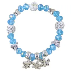 Bratara elastica din margele sidefate si pandantive Fluturasi - Se vinde 12 buc/pach.