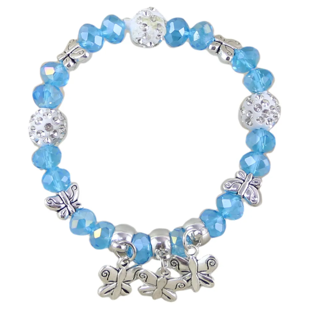 Bratara elastica din margele sidefate si pandantive Fluturasi - Se vinde 12 buc/pach. Bratara elastica din margele sidefate si pandantive Fluturasi - Se vinde 12 buc/pach.