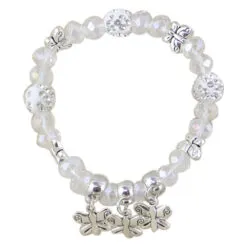 Bratara elastica din margele sidefate si pandantive Fluturasi - Se vinde 12 buc/pach.