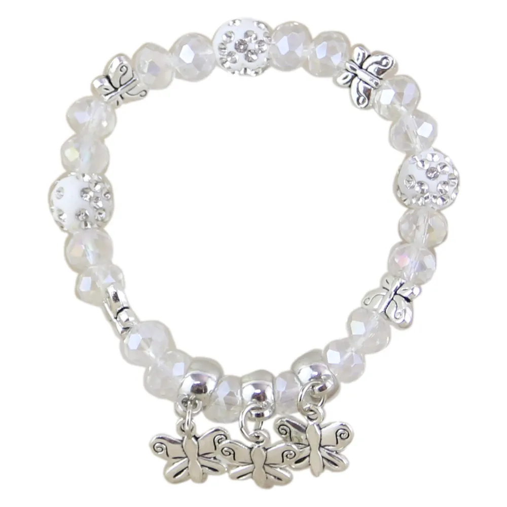 Bratara elastica din margele sidefate si pandantive Fluturasi - Se vinde 12 buc/pach. Bratara elastica din margele sidefate si pandantive Fluturasi - Se vinde 12 buc/pach.