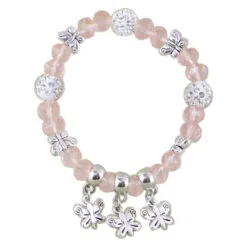 Bratara elastica din margele sidefate si pandantive Fluturasi - Se vinde 12 buc/pach.