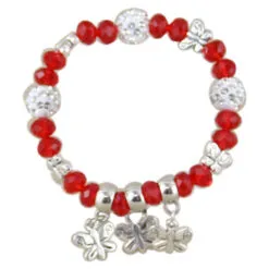 Bratara elastica din margele sidefate si pandantive Fluturasi - Se vinde 12 buc/pach.