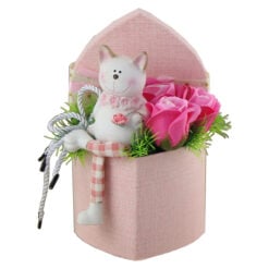 Cutie Inima cu trandafiri sapun si figurina 23 CM