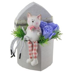 Cutie Inima cu trandafiri sapun si figurina 23 CM