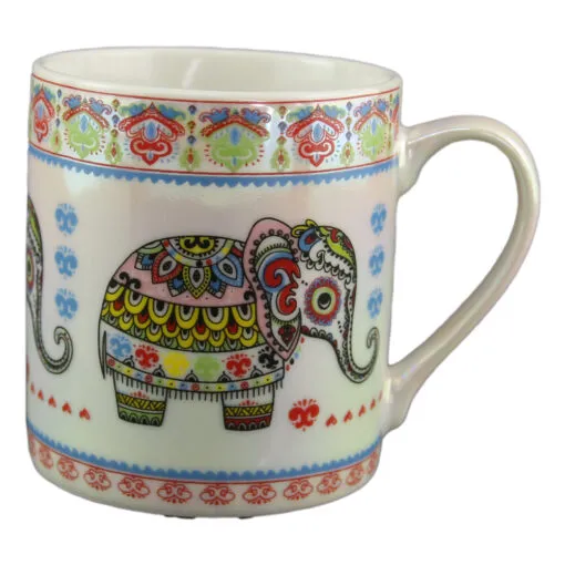 Cana ceramica sidefata cu elefant 200 ml