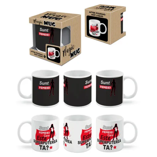 Cana termosensibila 300 ml "Sunt femeie..." - Magic Mug