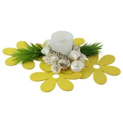 Decoratiune din lemn cu candela si scoici 28 CM
