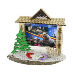 Decoratiune din lemn cu poza Souvenir Romania 20 CM