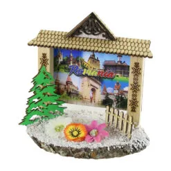 Decoratiune din lemn cu poza Souvenir Romania 20 CM