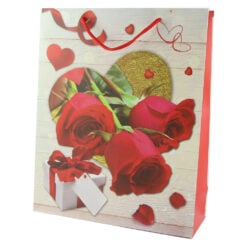 Punga cadou din hartie 26x32 CM - Trandafiri cu sclipici
