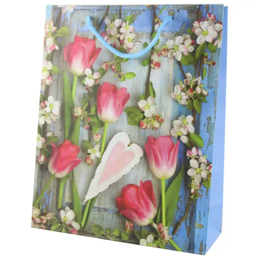 Punga cadou din hartie 26x32 CM - Buchet de flori