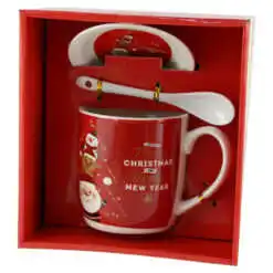 Cana cu farfurie si lingurita din ceramica