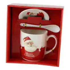Cana cu farfurie si lingurita din ceramica