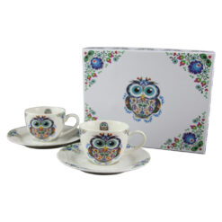 Set 2 cani expresso cu farfurii 110 ml