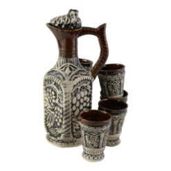 Set pentru vin din ceramica cu 6 cani - Model Antic