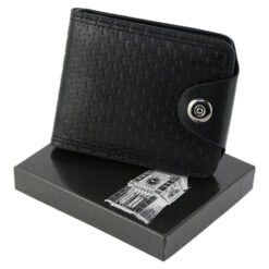 Portofel barbati din piele ecologica 12x10 CM - Maro/Negru
