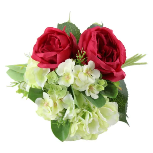 Buchet artificial cu trandafiri si hortensii 35 CM