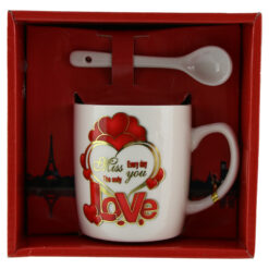 Cana cu lingurita Love cu mesaj 7 CM - Inimioare