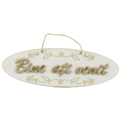 Decor usa din lemn "Bine ati venit" 24x8 CM