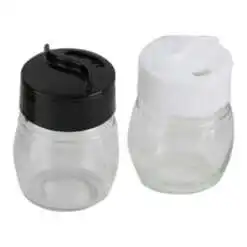 Set solnita si pipernita din sticla cu capac plastic 7 CM