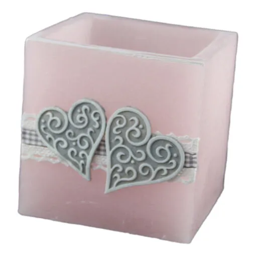 Lumanare decorativa tip lampion 11x11 CM - Hearts