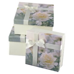 Set 3 cutii cadou patrate cu capac si fundita 25 CM