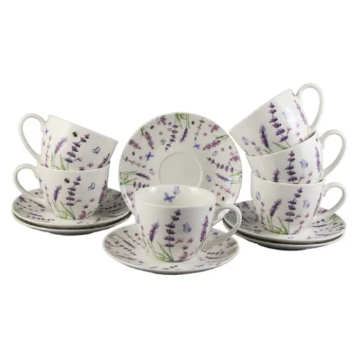 Set 6 cesti cu farfurii din portelan 280 ml "Classic Lavender"