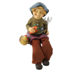 Figurina copil Gradinar cu cocos/gaina din rasina cu picioare textil 20 CM