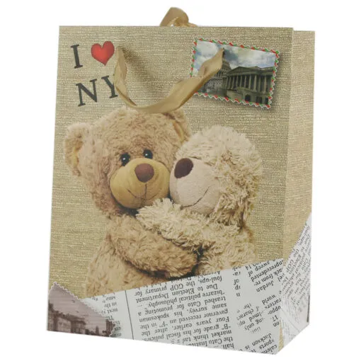 Punga cadou din hartie 18x23 CM - "I love Ny"Teddy Bear