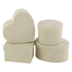 Set 4 cutii cadou 12/10/9/12 CM - Flock Crem