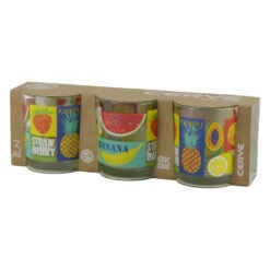 Set 3 pahare din sticla 220 ml Fruits