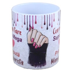 Cana ceramica "Cea mai Super-Mega Manichiurista" 330 ml